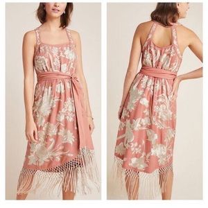 Anthropologie A+ Lucille pink embroidered dress